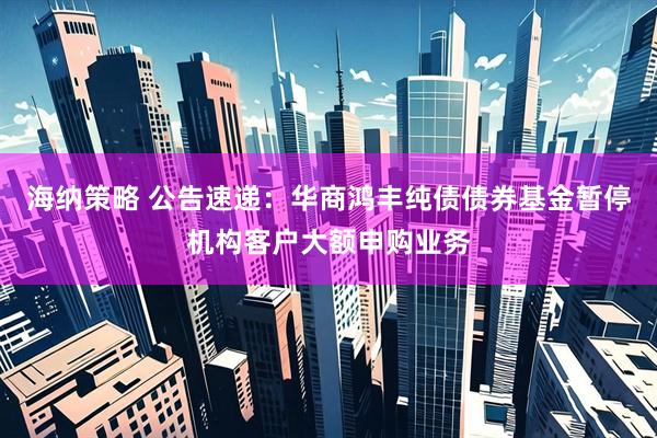 海纳策略 公告速递：华商鸿丰纯债债券基金暂停机构客户大额申购业务