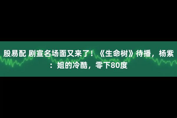 股易配 剧宣名场面又来了！《生命树》待播，杨紫：姐的冷酷，零下80度